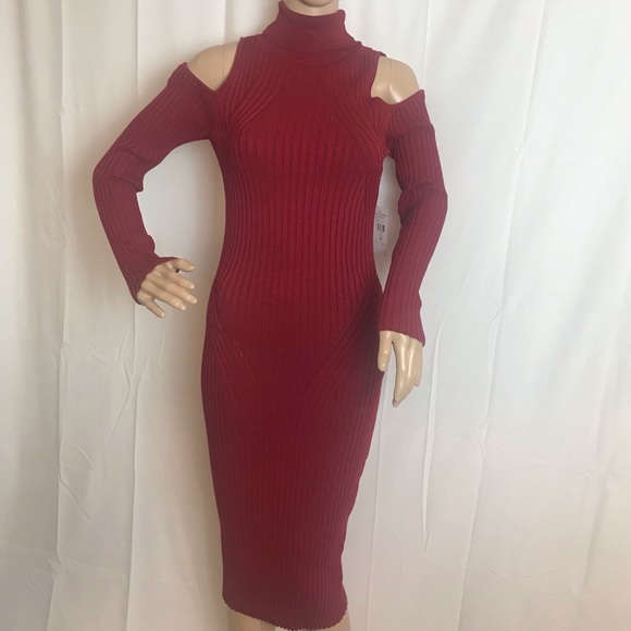 burgundy turtleneck dress
